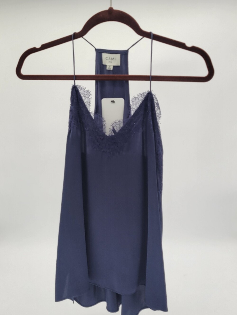 NWT- Cami NYC Dark Blue Lace-Trim 100% Silk